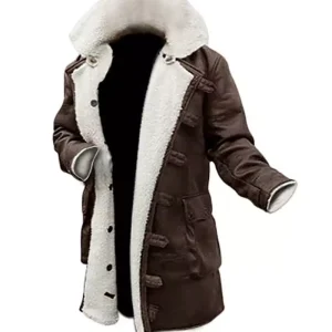 Men's Brown Bane Sherpa Coat - Real Leather Swedish Winter Coat