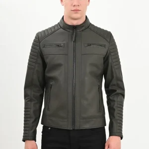Men’s Green Quilted handmade Italian lambskin Leather Jacket.Leather Jacket For Men, Mens Lamb Leather Jacket Coat