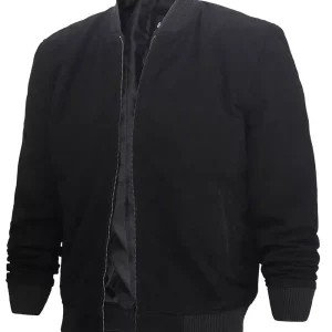 Men's Premium Black Suede Bomber Jacket
