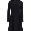 Carol Women's Black Double Breasted Wool Trench Coat