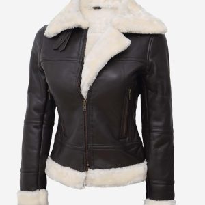 Women's Classic B3 Leather Bomber Shearling Jacket