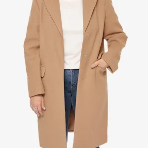 Aline Women's Beige Knee Length Wool Coat