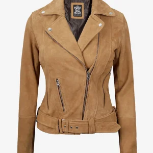 Women's Premium Brown Suede Moto Jacket
